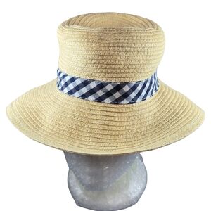 Straw Hat With Blue Gingham